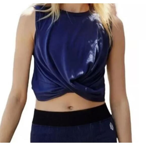 Free People Movement Undertow Twist Tank Top navy size medium - Picture 1 of 5